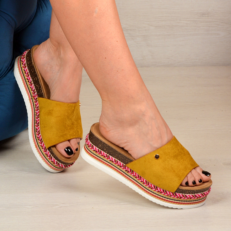 Papuci dama Carola Yellow - Need 4 Shoes
