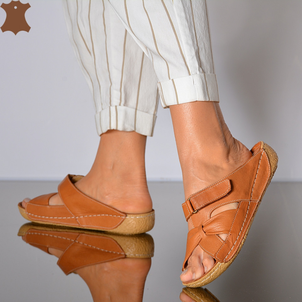 Papuci medicinali Piele Naturala Jude Camel- Need 4 Shoes