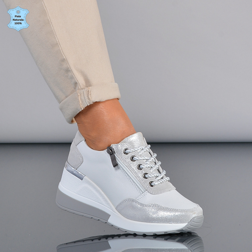 Adidasi Dama Piele Naturala Anaida Albi- Need 4 Shoes