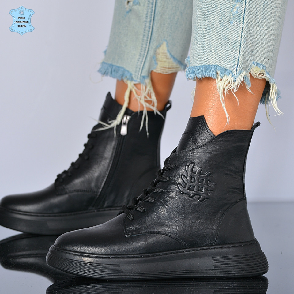 Ghete Dama Piele Naturala Marny 3 Negre- Need 4 Shoes