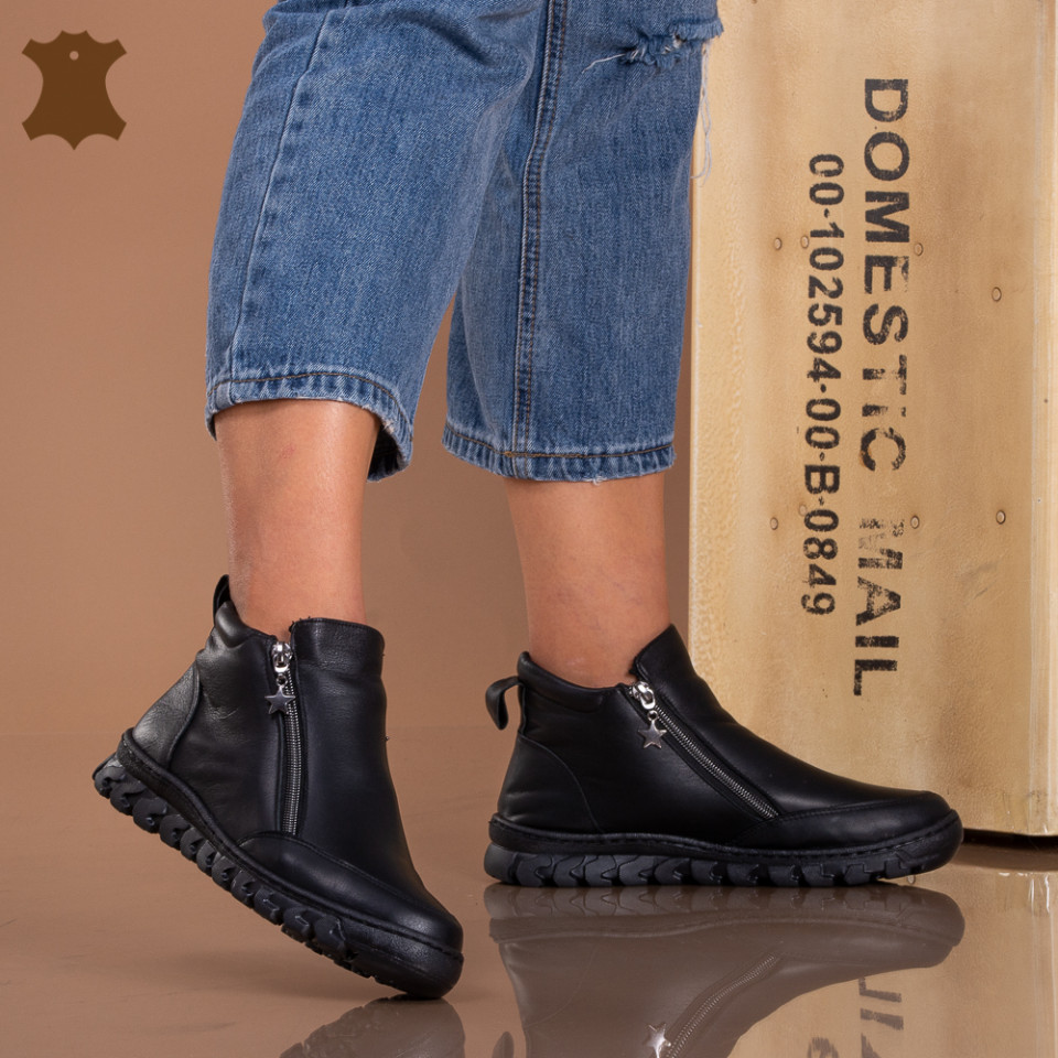 Ghete Dama Piele Naturala Moss Negre - Need 4 Shoes