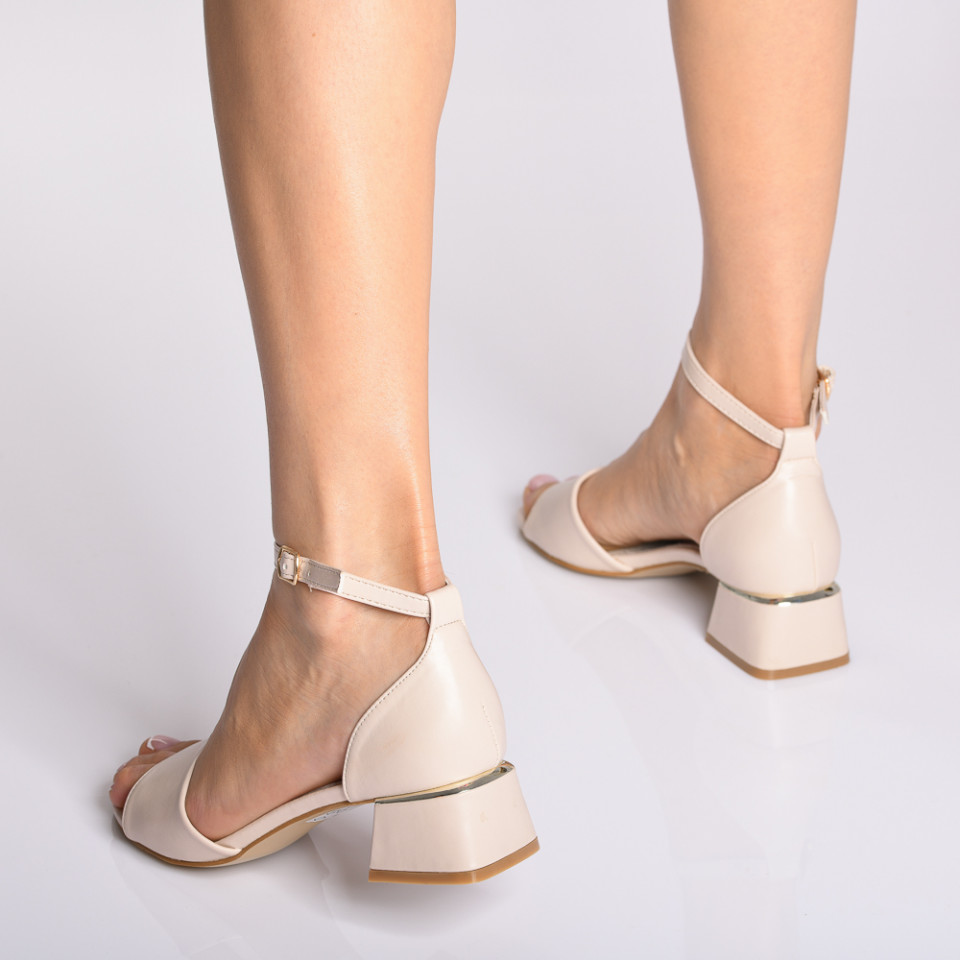 Sandale Dama Cu Toc Cintya Bej- Need 4 Shoes