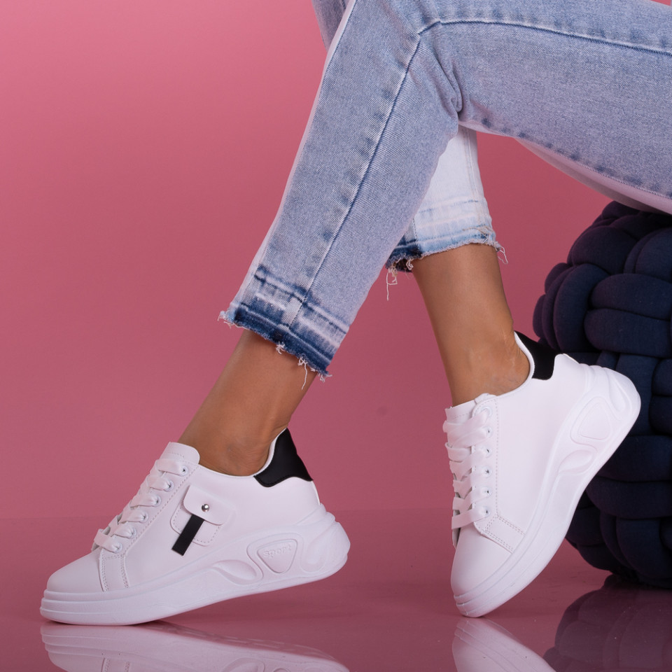 Adidasi dama Marlo Alb/Negru - Need 4 Shoes