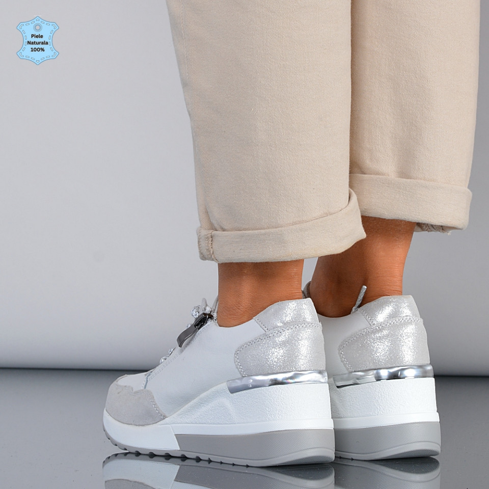 Adidasi Dama Piele Naturala Anaida Albi- Need 4 Shoes