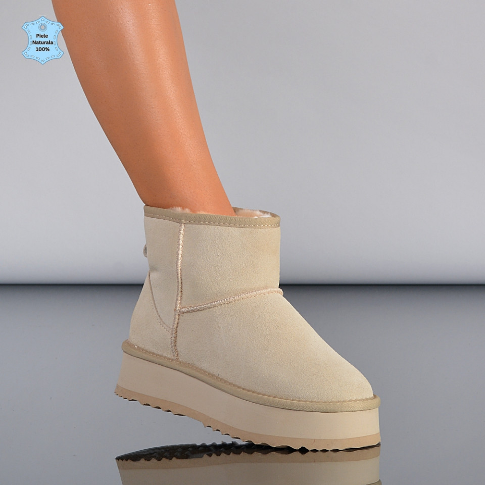 Cizme Dama Piele Naturala Minni Bej-Need 4 Shoes