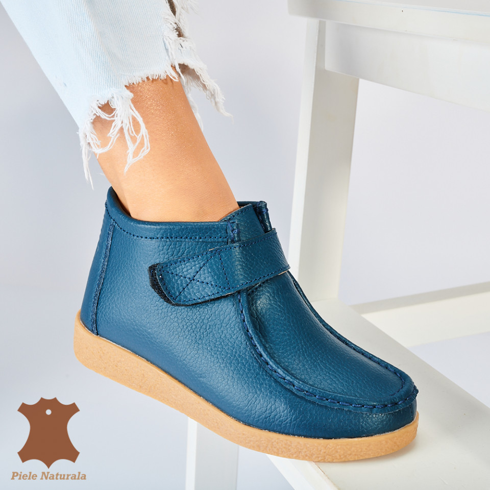 Ghete Dama Imblanite Piele Naturala Zora Navy - Need 4 Shoes