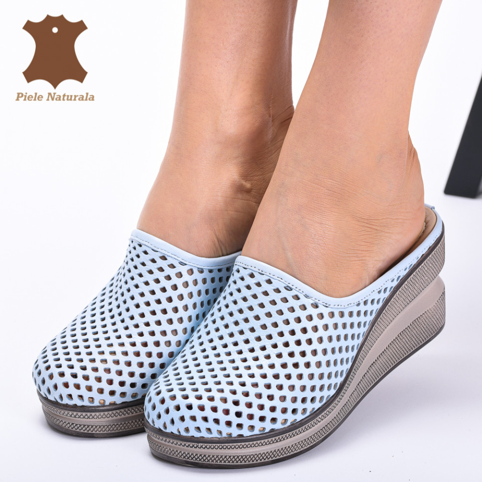 Saboti Medicinali Piele Naturala Irma Albastri- Need 4 Shoes