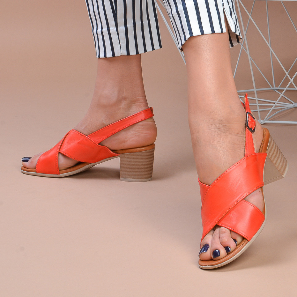 Sandale cu toc Piele Naturala Ron Red - Need 4 Shoes