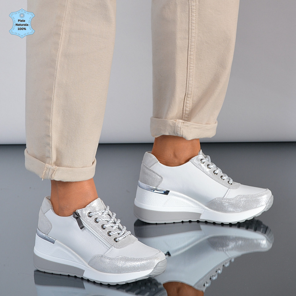 Adidasi Dama Piele Naturala Anaida Albi- Need 4 Shoes