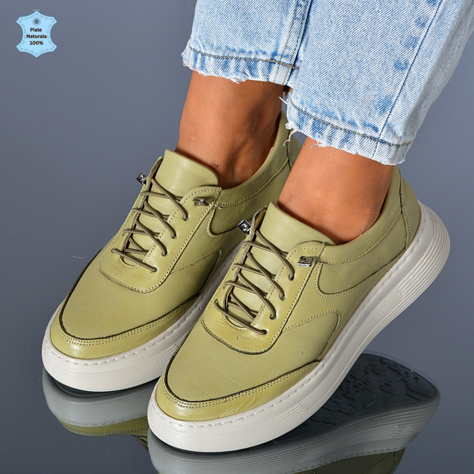 Adidasi Dama Piele Naturala Anzia Olive- Need 4 Shoes