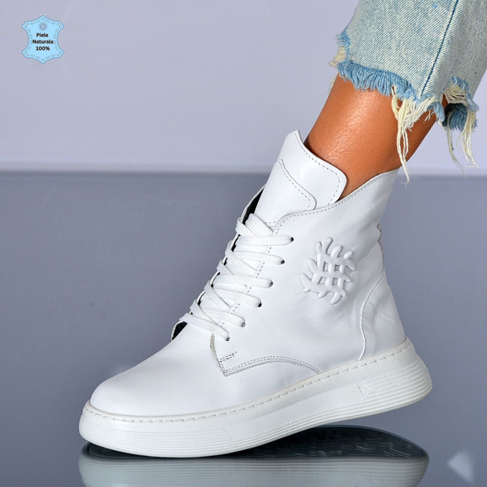 Ghete Dama Piele Naturala Marny 3 Albe- Need 4 Shoes