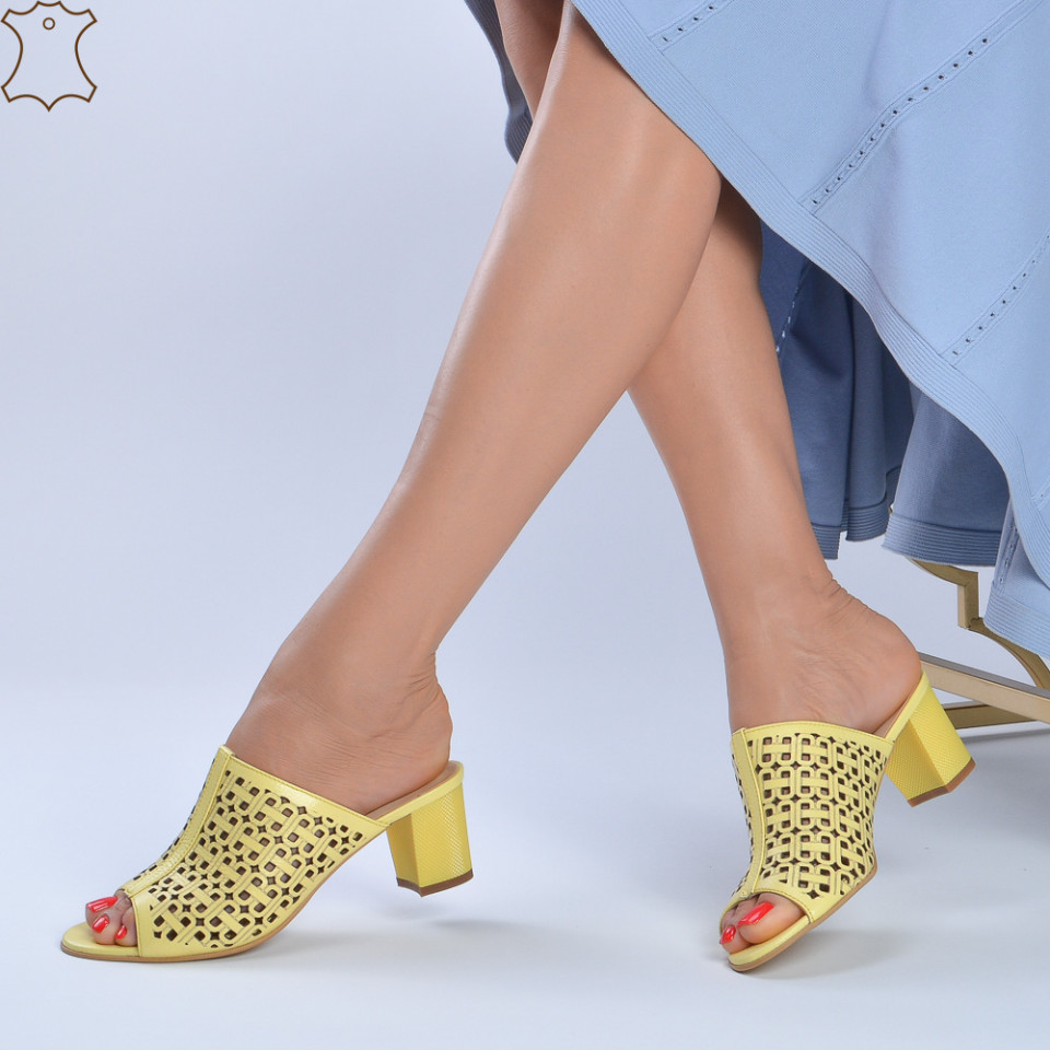 Papuci Piele Naturala Layla Yellow - Need 4 Shoes