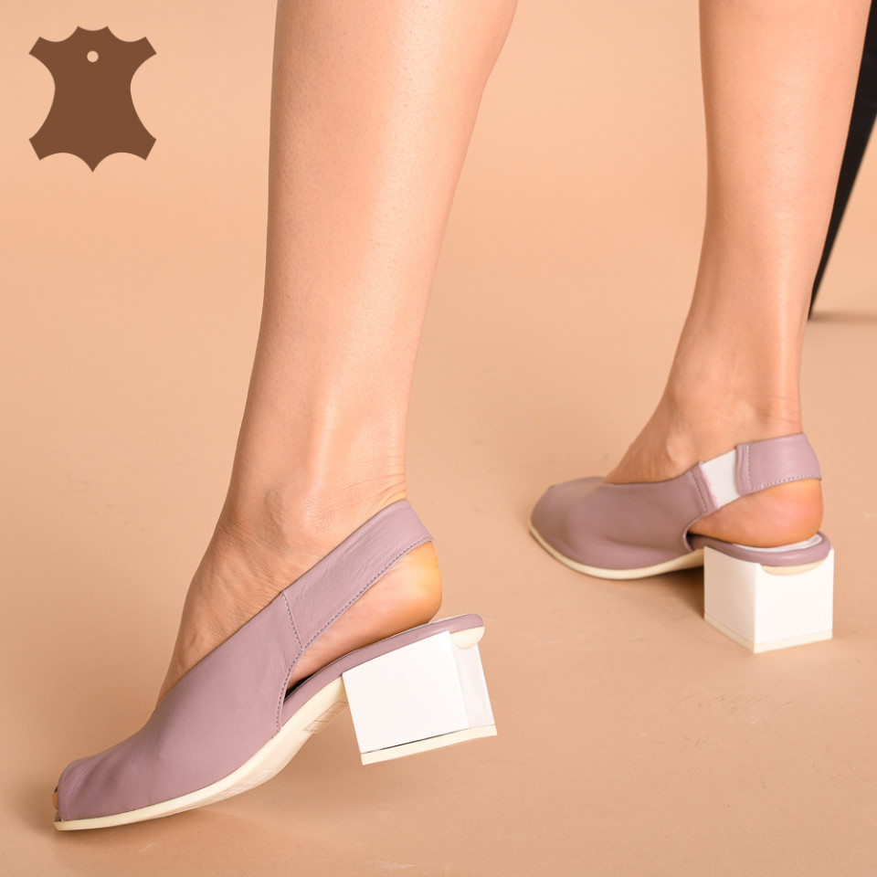 Sandale Cu Toc Piele Danira Mov- Need 4 Shoes