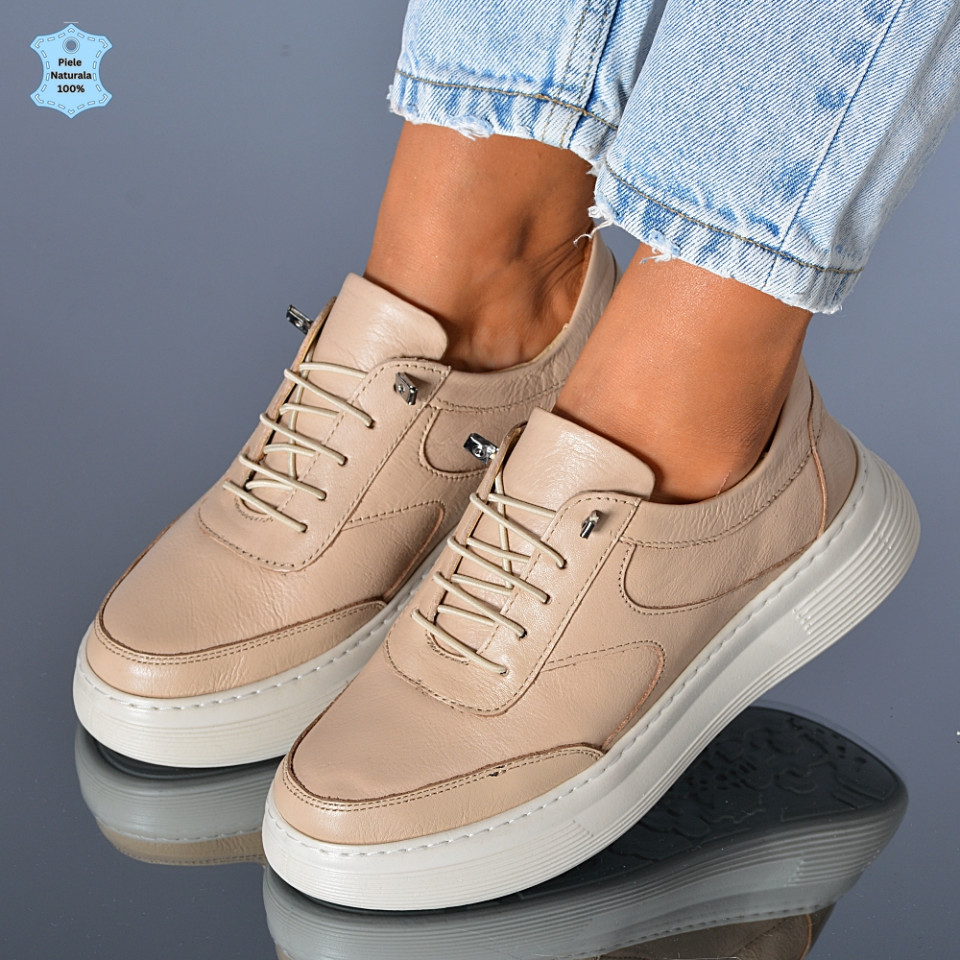 Adidasi Dama Piele Naturala Anzia Bej- Need 4 Shoes