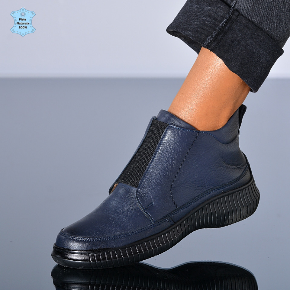 Ghete Dama Piele Naturala Leni Navy - Need 4 Shoes