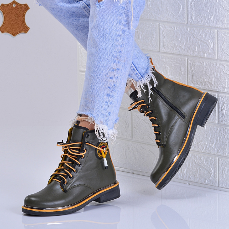 Ghete Dama Piele Naturala Marika Kaki-Need 4 Shoes