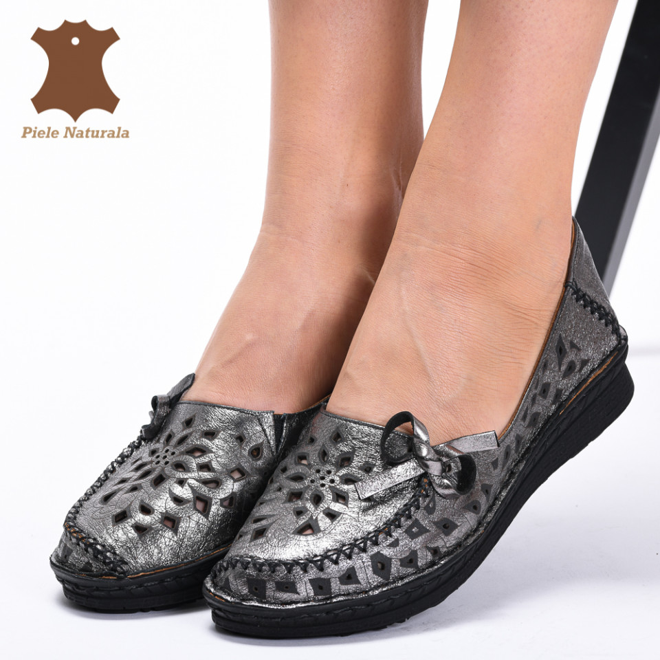 Pantofi Dama Piele Naturala Rony Argintii- Need 4 Shoes