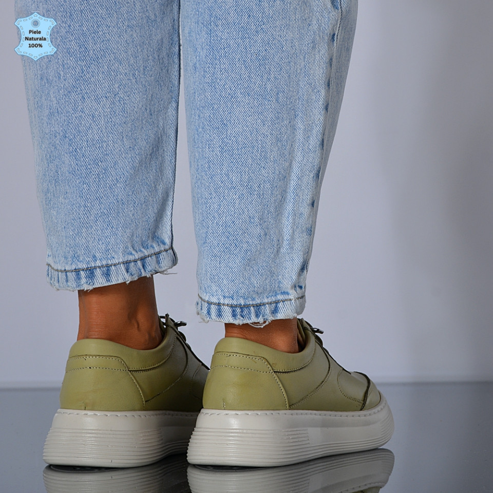 Adidasi Dama Piele Naturala Anzia Olive- Need 4 Shoes