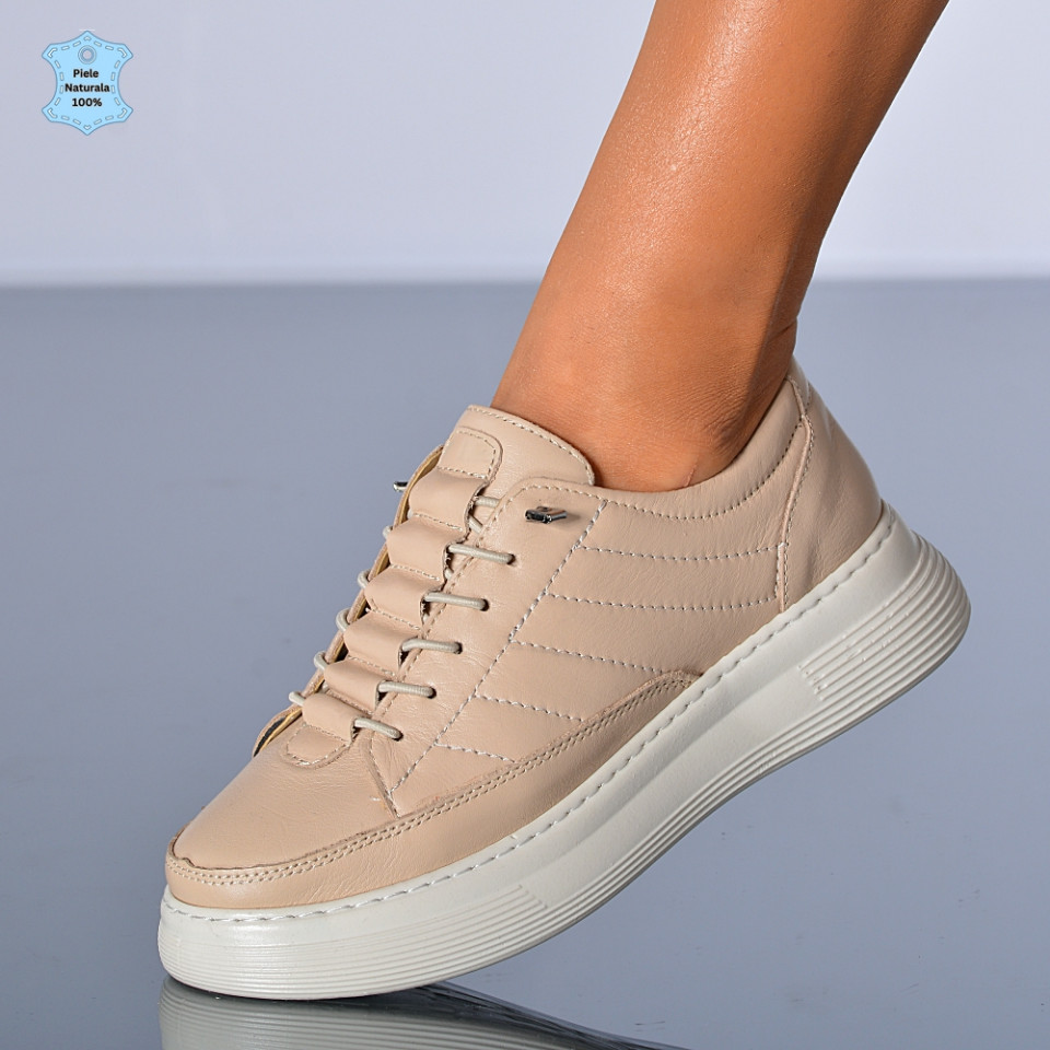 Adidasi Dama Piele Naturala Netina Bej- Need 4 Shoes