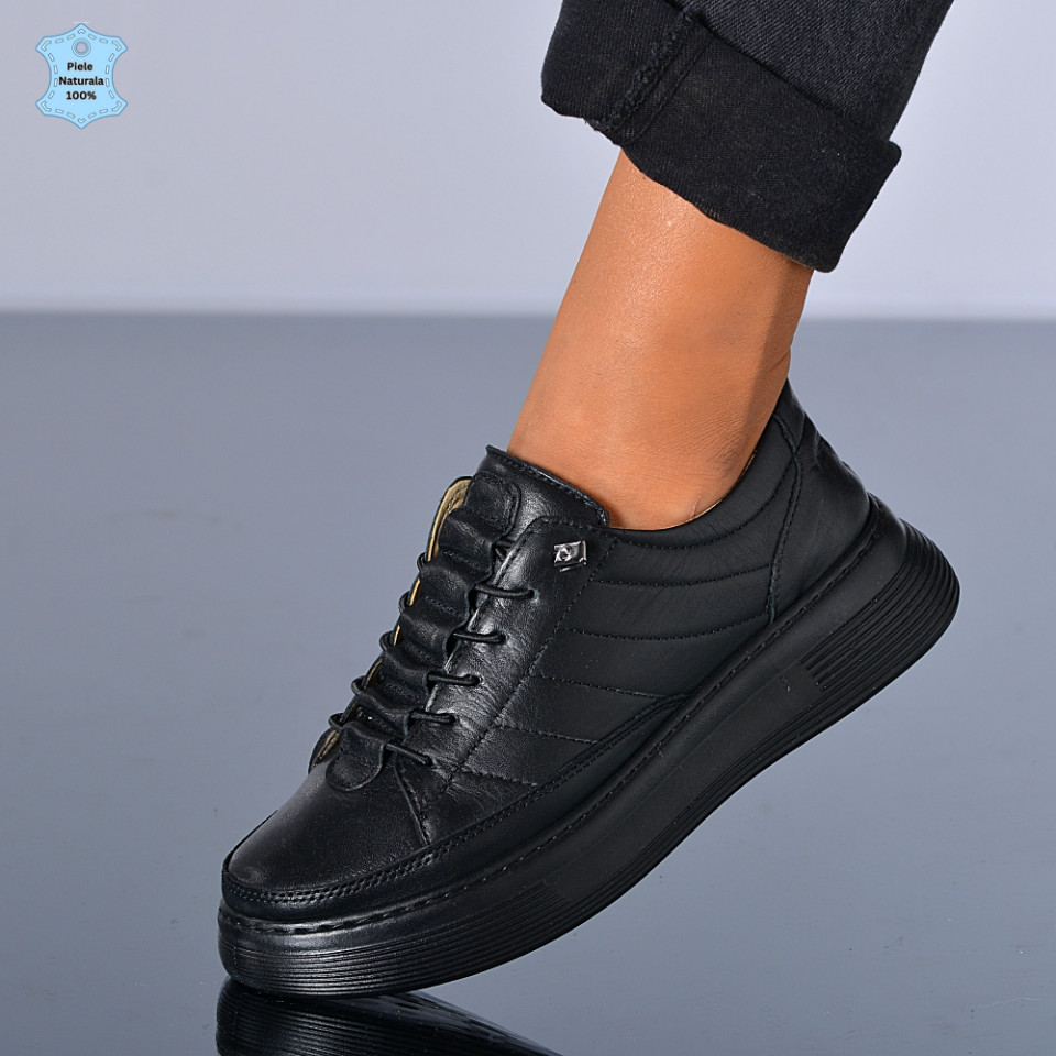 Adidasi Dama Piele Naturala Netina Negri - Need 4 Shoes
