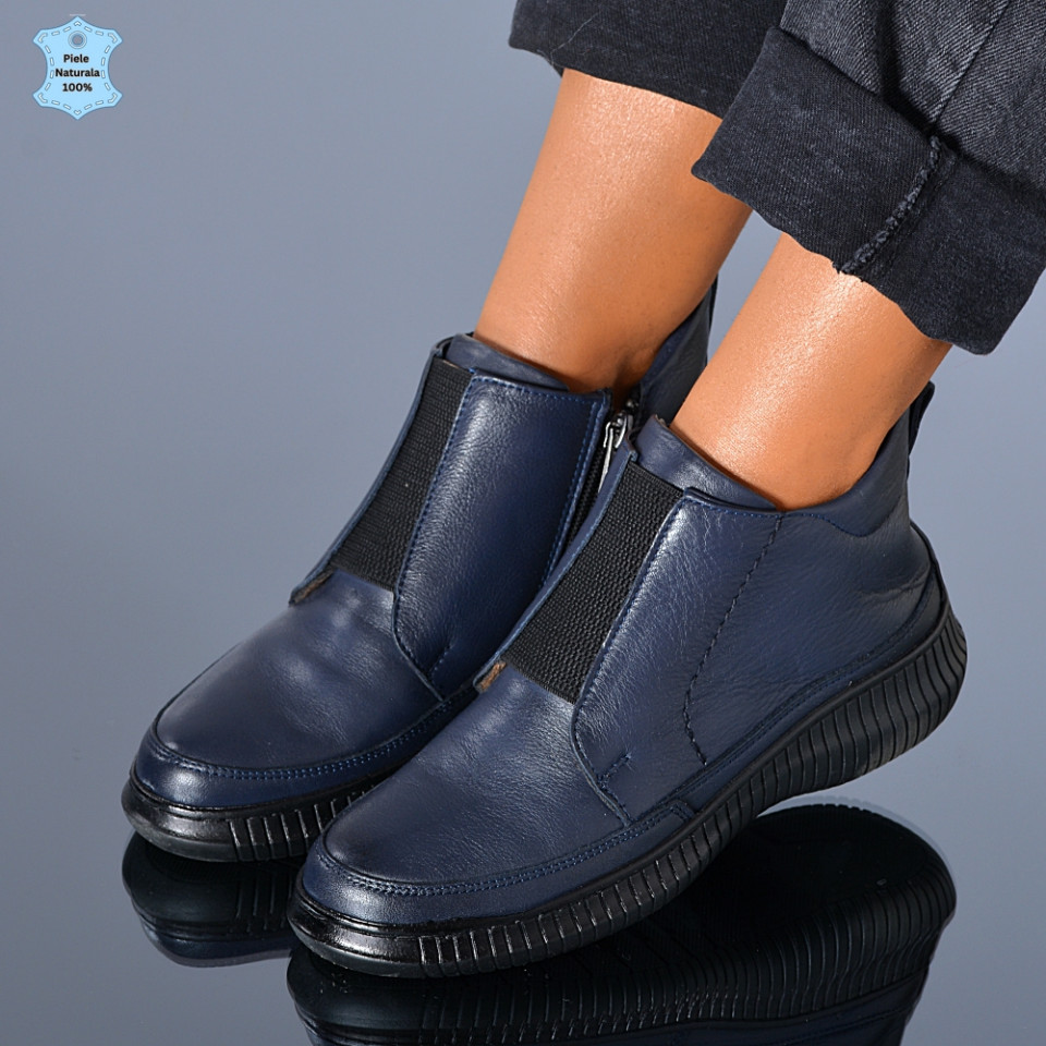 Ghete Dama Piele Naturala Leni Navy - Need 4 Shoes