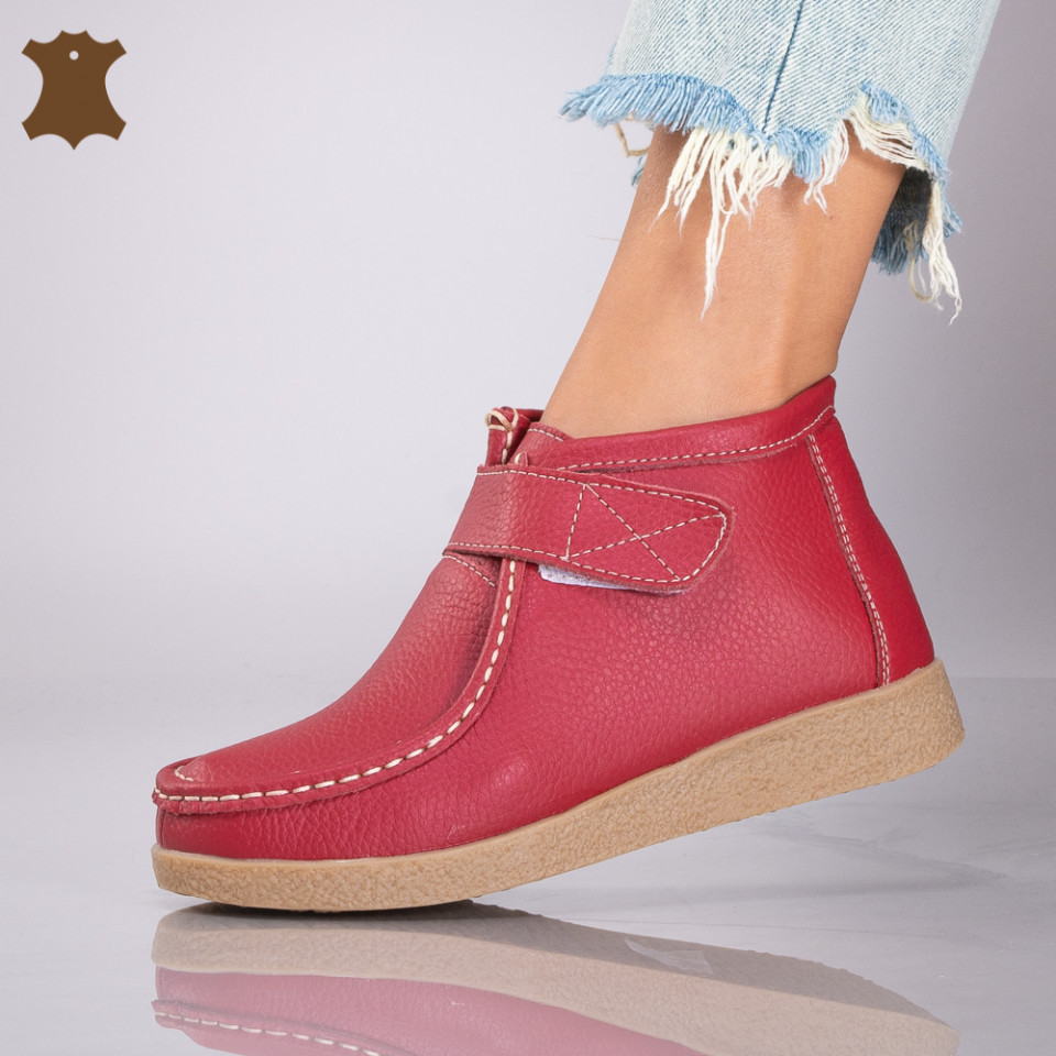 Ghete Dama Piele Naturala Zora Red - Need 4 Shoes