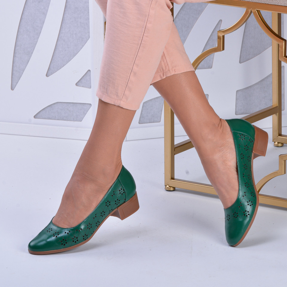Pantofi Cu Toc Piele Naturala Kale Green - Need 4 Shoes
