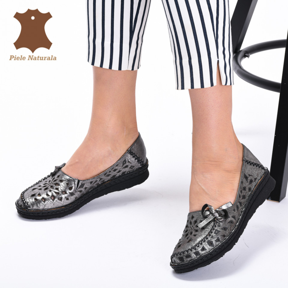 Pantofi Dama Piele Naturala Rony Argintii- Need 4 Shoes