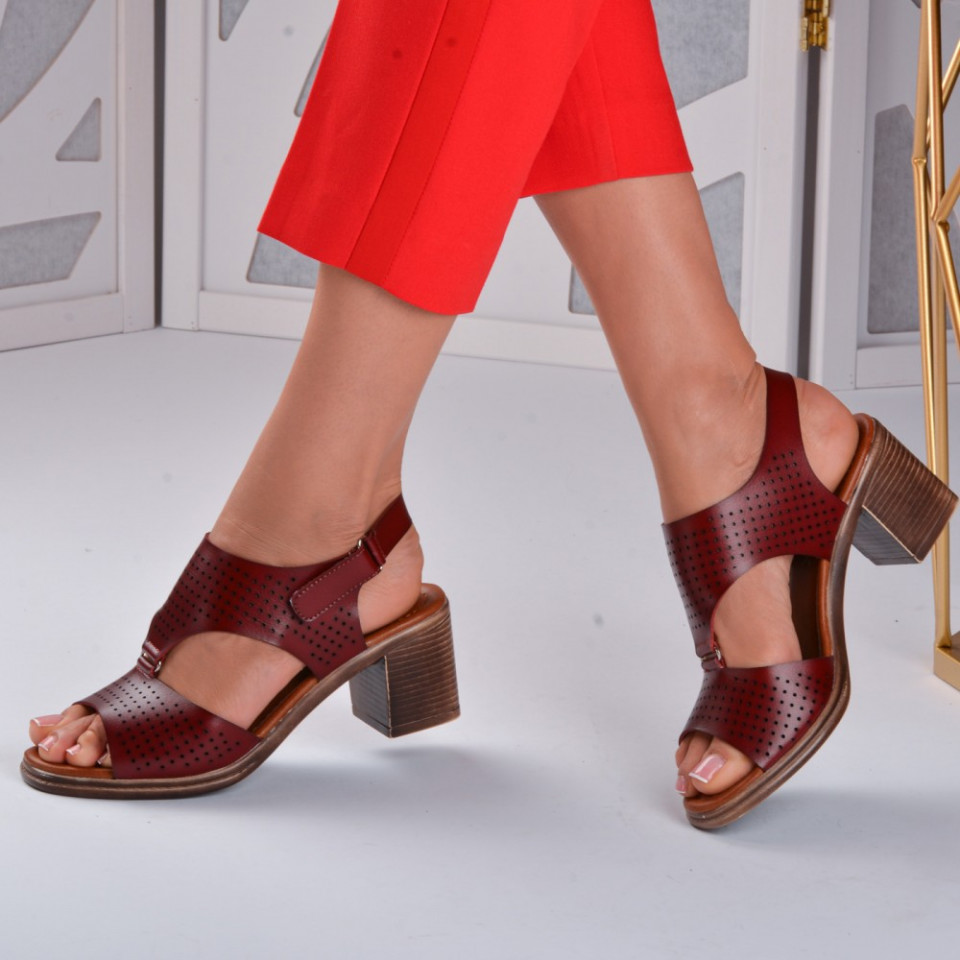 Sandale dama cu toc Mel Burgundy - Need 4 Shoes