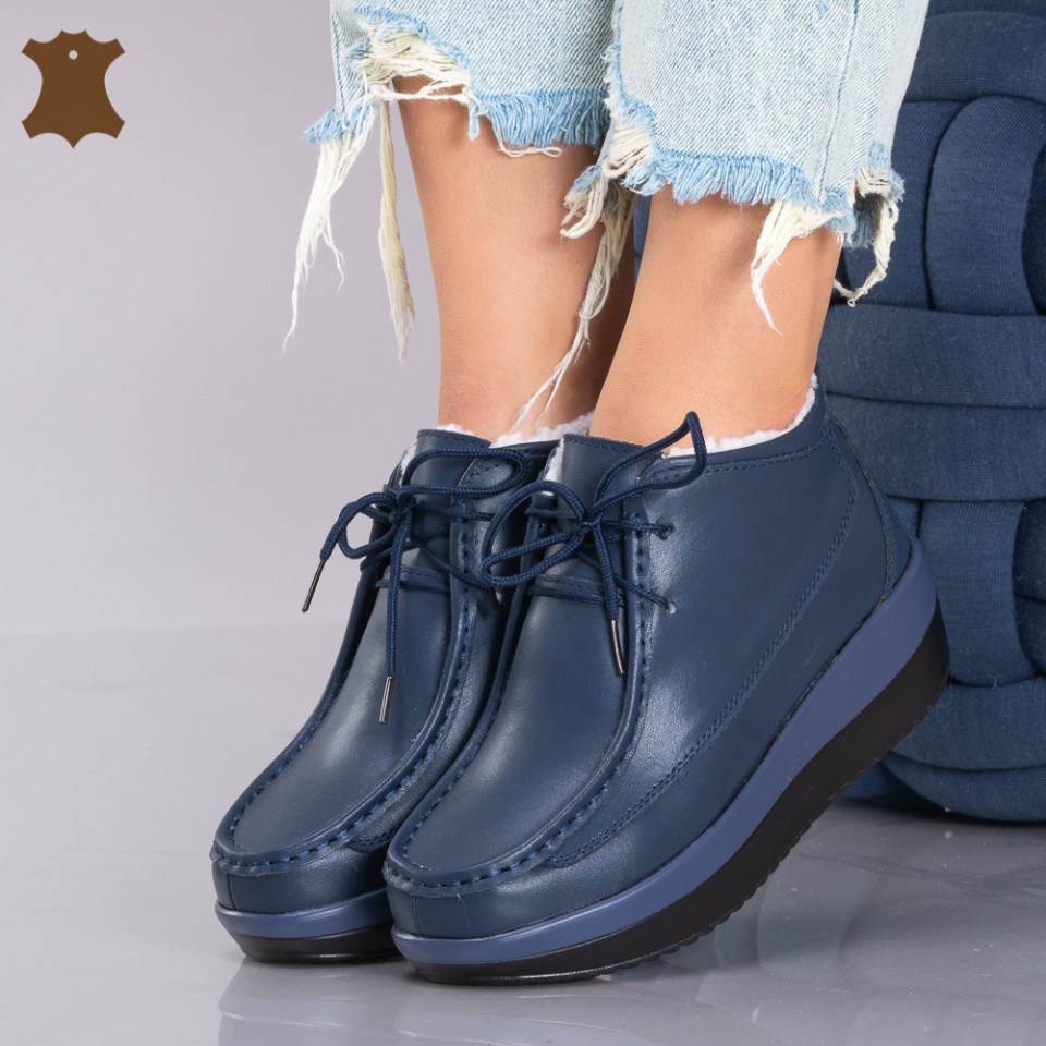 Ghete Dama Imblanite Piele Naturala Tokyo Navy - Need 4 Shoes