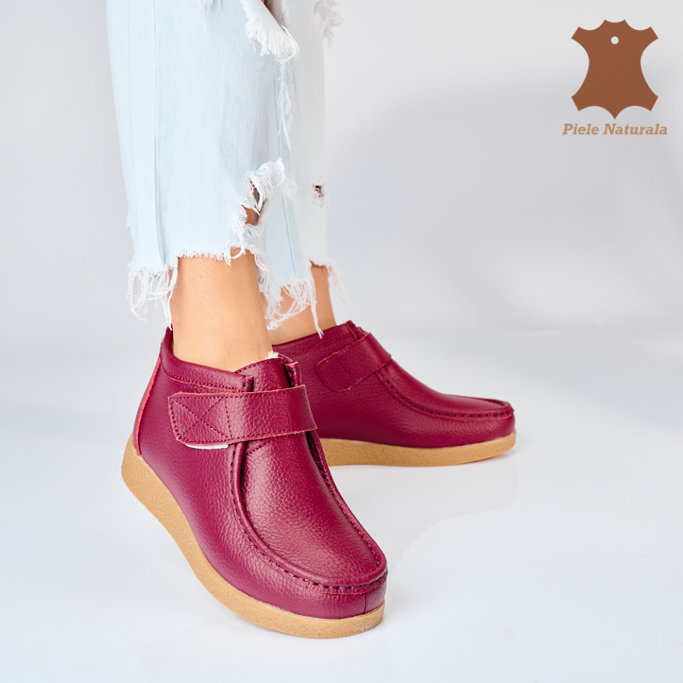 Ghete Dama Imblanite Piele Naturala Zora Wine - Need 4 Shoes