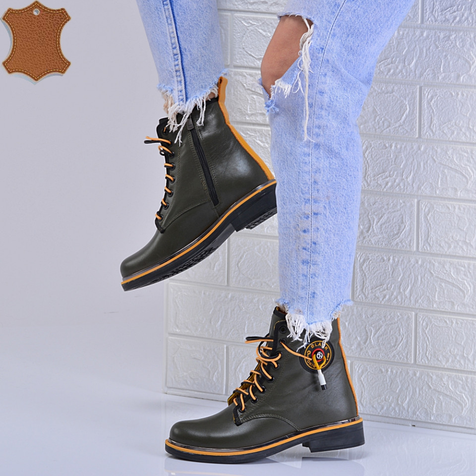 Ghete Dama Piele Naturala Marika Kaki-Need 4 Shoes