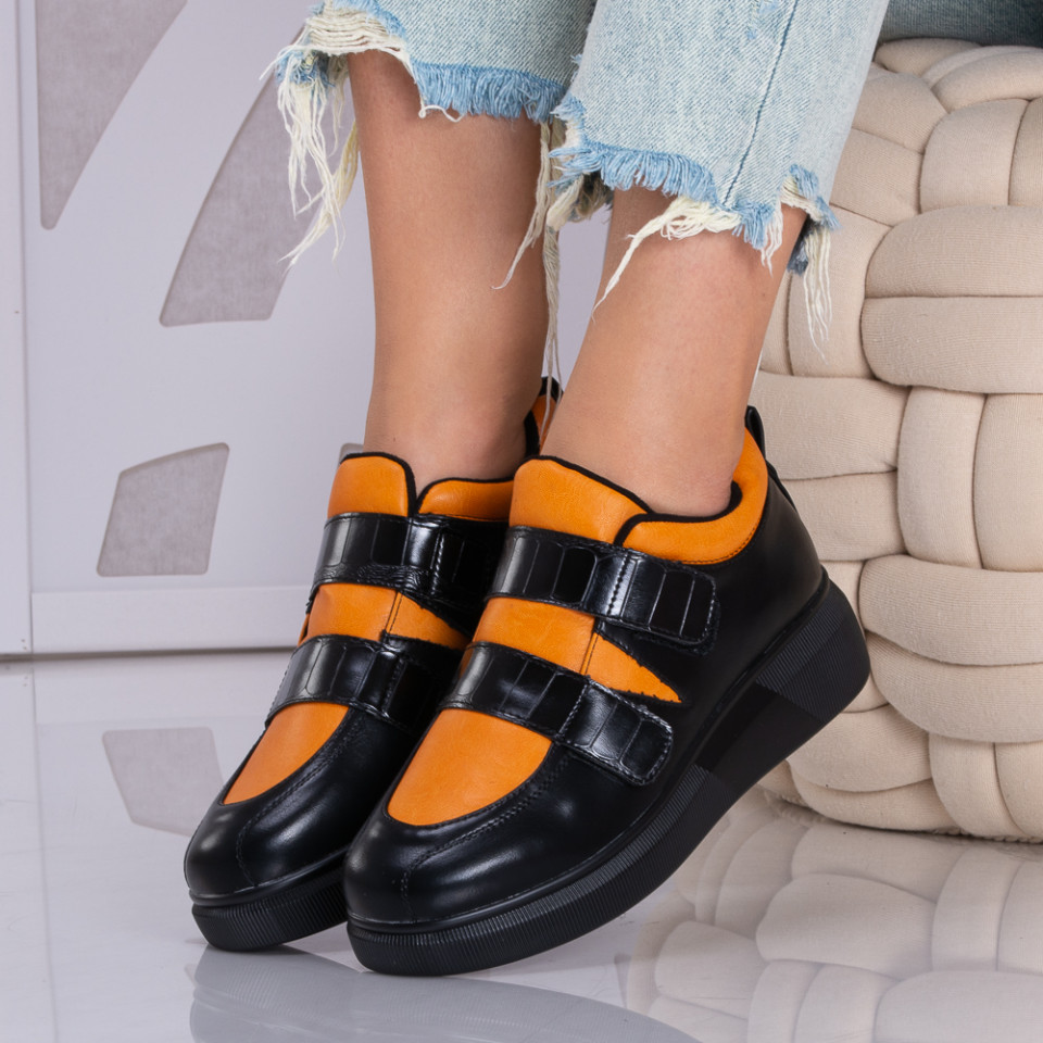 Pantofi Casual Dama Flores Negru/Galben - Need 4 Shoes