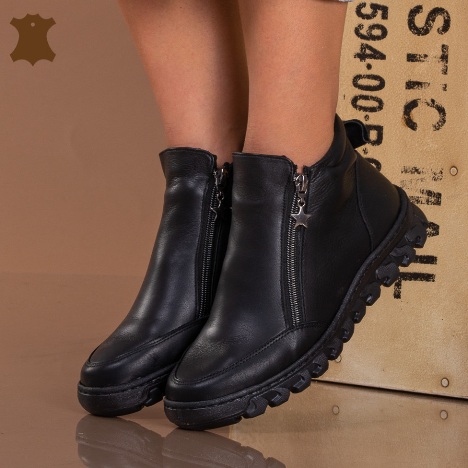Ghete Dama Piele Naturala Moss Negre - Need 4 Shoes