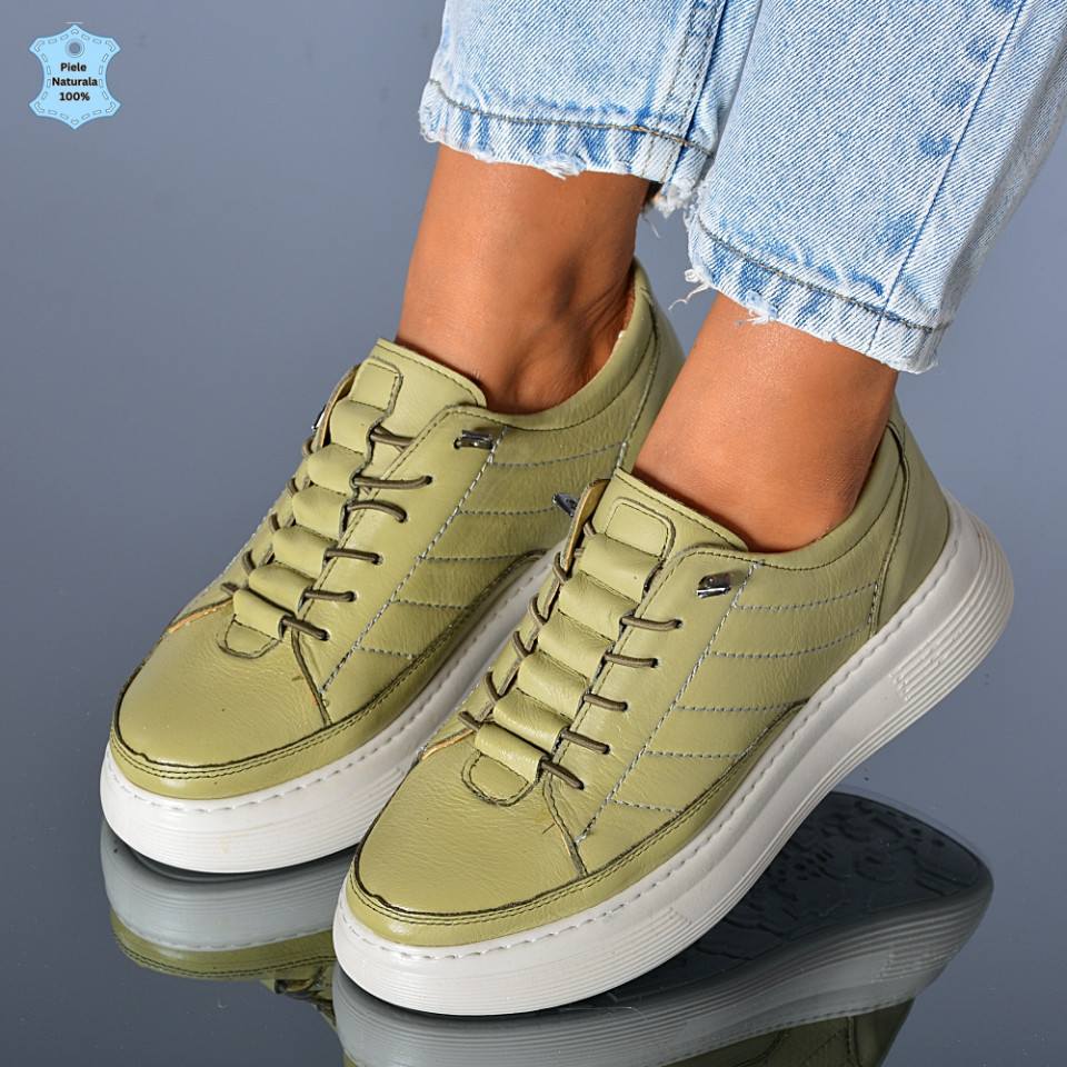 Adidasi Dama Piele Naturala Netina Olive- Need 4 Shoes