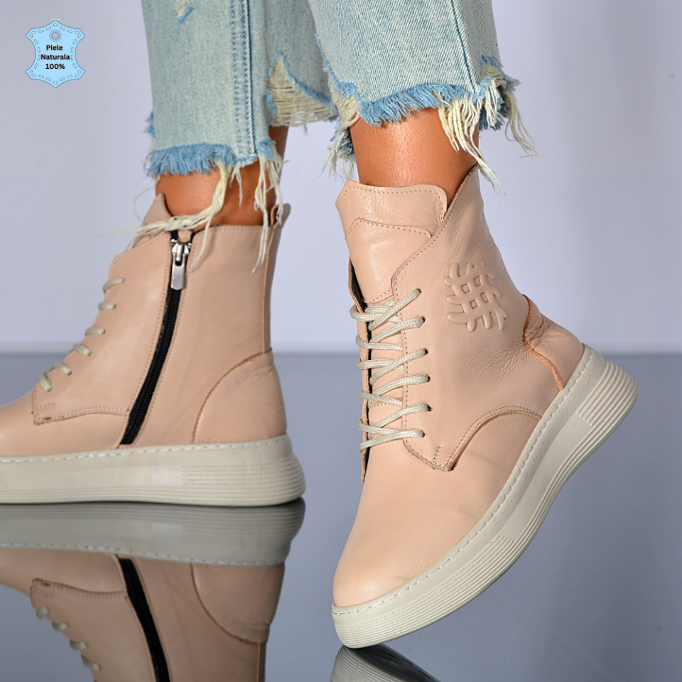 Ghete Dama Piele Naturala Marny 3 Bej- Need 4 Shoes