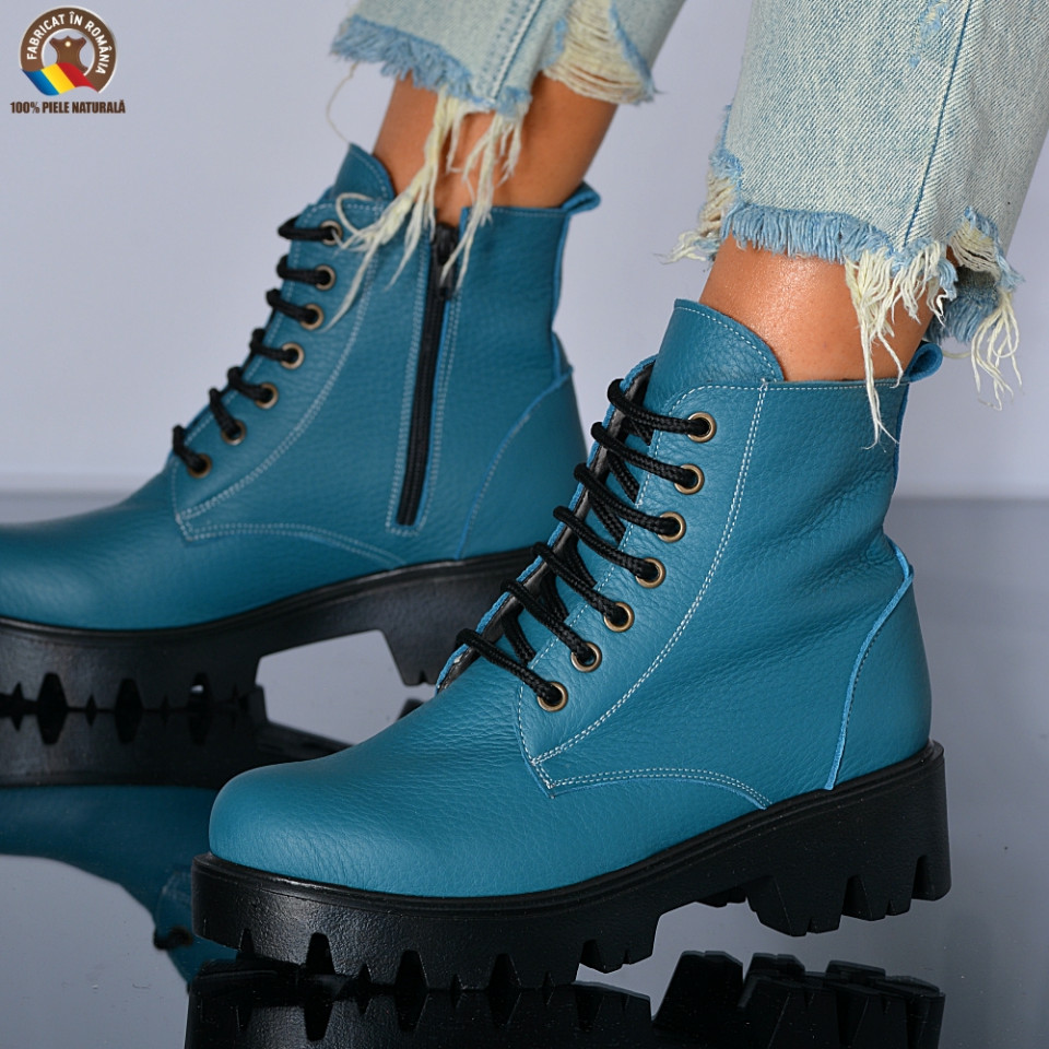 Ghete Dama Piele Naturala Maryn Turcoaz- Need 4 Shoes
