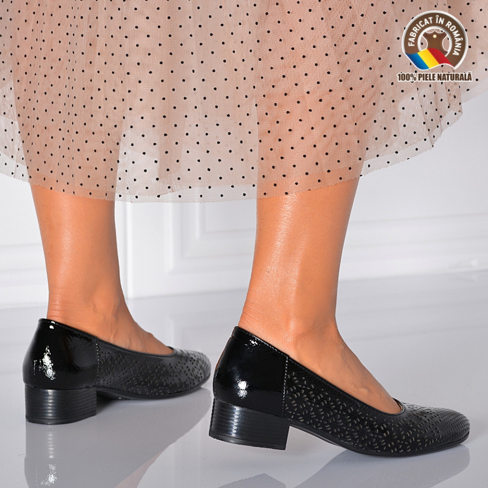 Pantofi Cu Toc Piele Naturala Minola Negri-Need 4 Shoes
