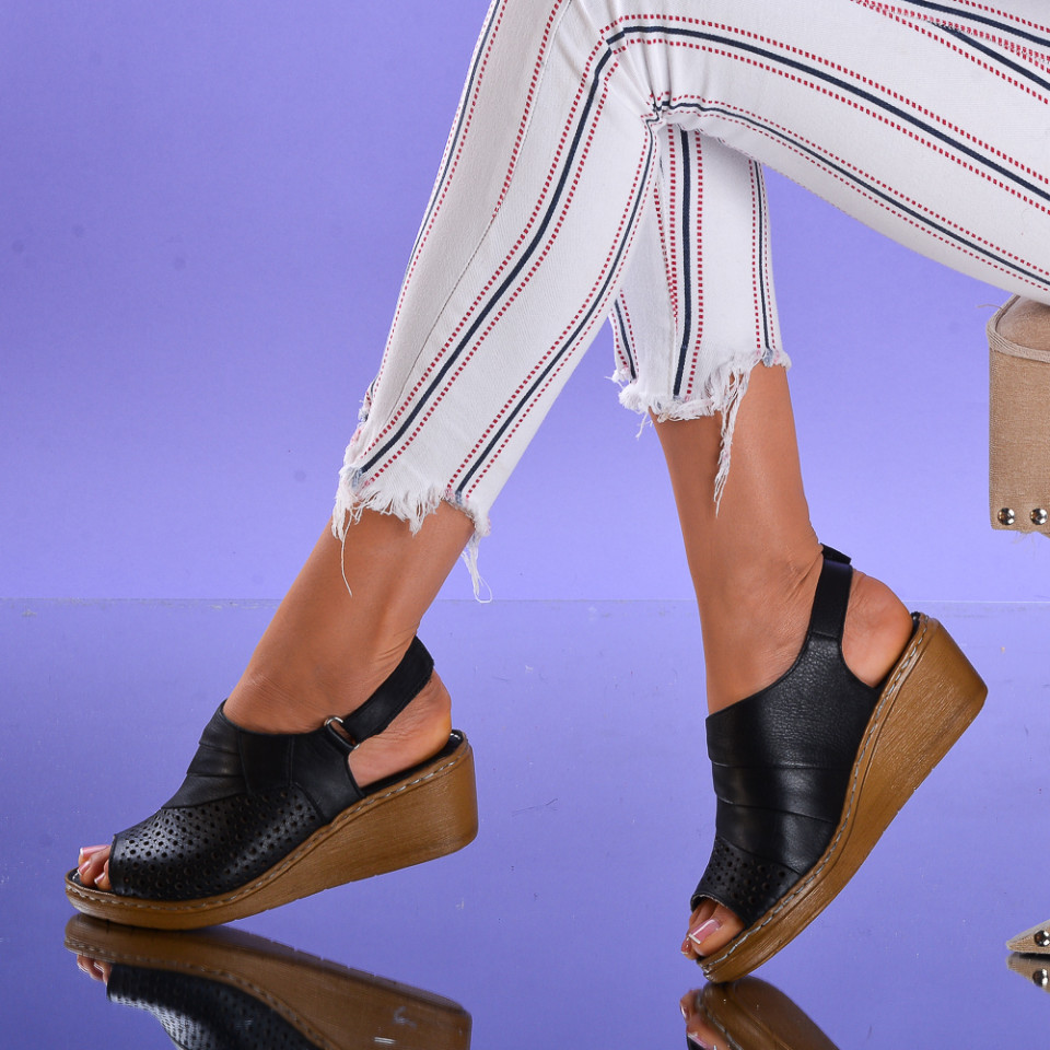 Sandale Piele Naturala Talon Negre - Need 4 Shoes