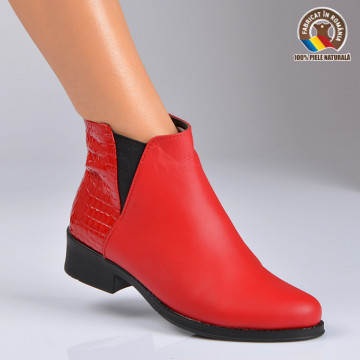 Botine Piele Naturala Mirela Rosii