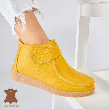 Ghete Dama Imblanite Piele Naturala Zora Yellow
