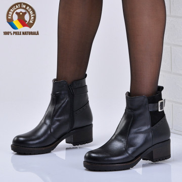Ghete Dama Piele Naturala Lorna Negre - Need 4 Shoes