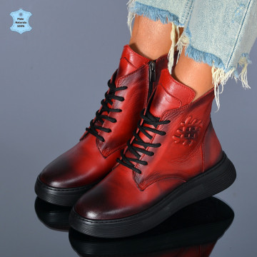 Ghete Dama Piele Naturala Marny 3 Rosii- Need 4 Shoes