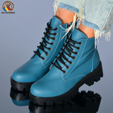 Ghete Dama Piele Naturala Maryn Turcoaz- Need 4 Shoes