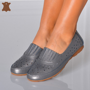 Pantofi Dama Piele Naturala Celia Gri