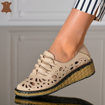 Pantofi Dama Piele Naturala Emy Bej