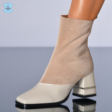 Botine Piele Naturala Luna Bej