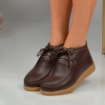 Ghete Dama Imblanite Piele Naturala Zora 2 Brown