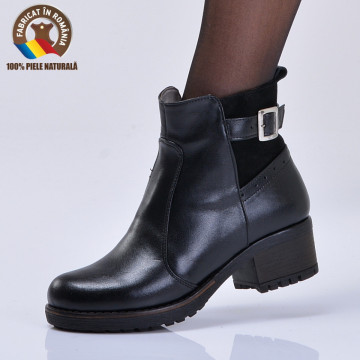 Ghete Dama Piele Naturala Lorna Negre - Need 4 Shoes