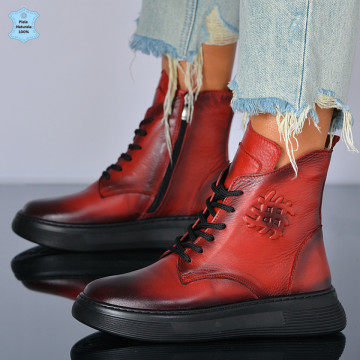 Ghete Dama Piele Naturala Marny 3 Rosii- Need 4 Shoes